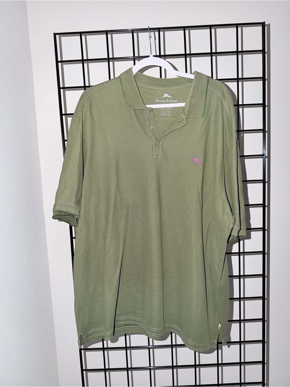 Tommy Bahama Olive Polo with Pink Logo
